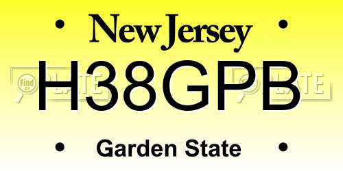 H38GPB New Jersey License Plate