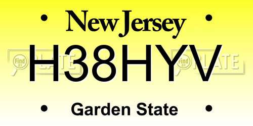 H38HYV New Jersey License Plate