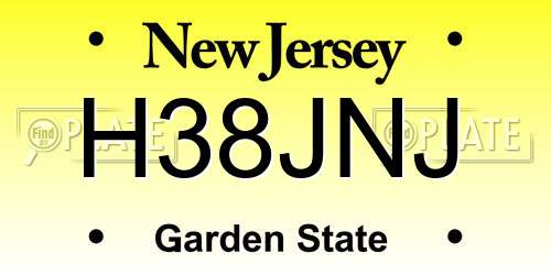 H38JNJ New Jersey License Plate