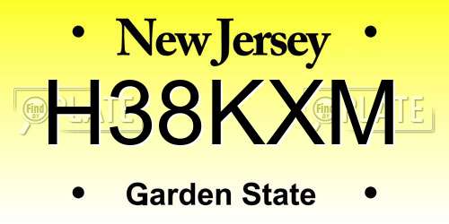 H38KXM New Jersey License Plate