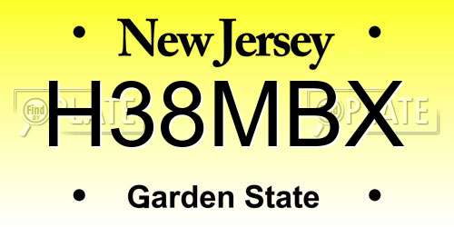 H38MBX New Jersey License Plate