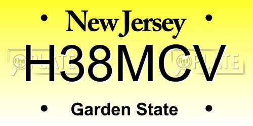 H38MCV New Jersey License Plate