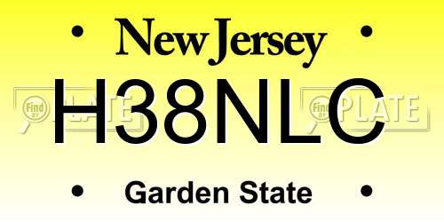 H38NLC New Jersey License Plate