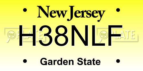 H38NLF New Jersey License Plate