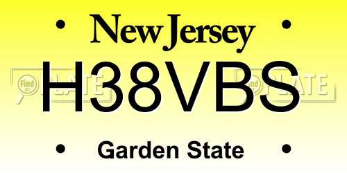 H38VBS New Jersey License Plate
