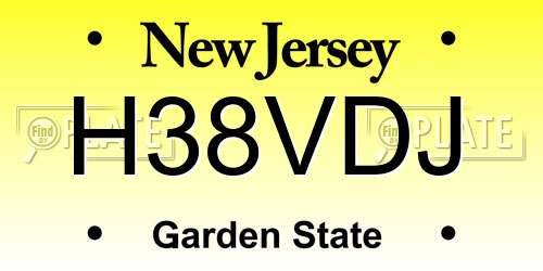 H38VDJ New Jersey License Plate