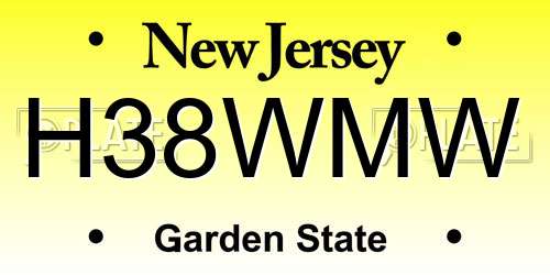 H38WMW New Jersey License Plate