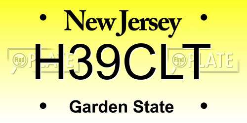 H39CLT New Jersey License Plate