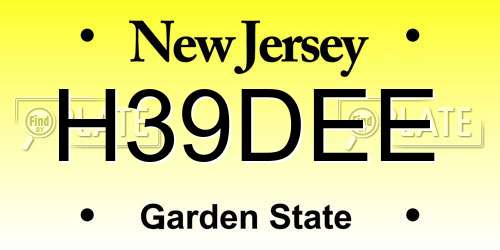 H39DEE New Jersey License Plate