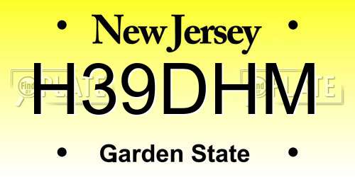 H39DHM New Jersey License Plate