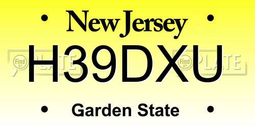 H39DXU New Jersey License Plate