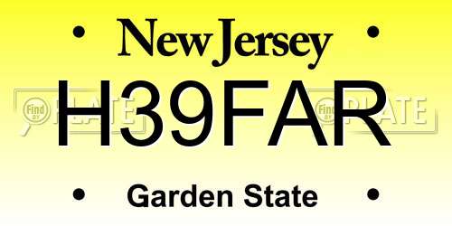 H39FAR New Jersey License Plate