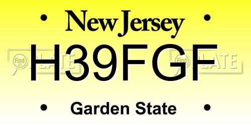 H39FGF New Jersey License Plate