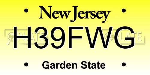 H39FWG New Jersey License Plate