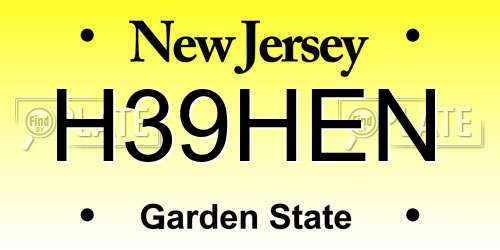 H39HEN New Jersey License Plate