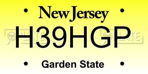 H39HGP New Jersey License Plate