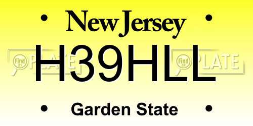 H39HLL New Jersey License Plate