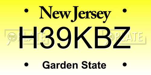 H39KBZ New Jersey License Plate