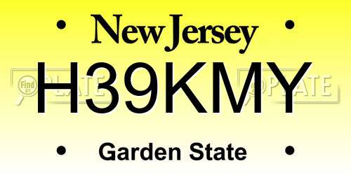 H39KMY New Jersey License Plate
