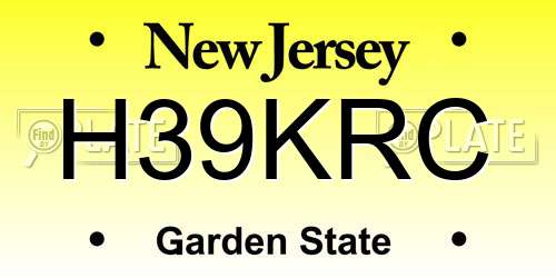 H39KRC New Jersey License Plate