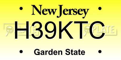 H39KTC New Jersey License Plate