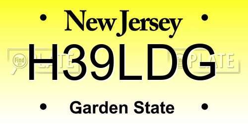 H39LDG New Jersey License Plate