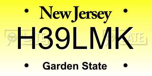 H39LMK New Jersey License Plate
