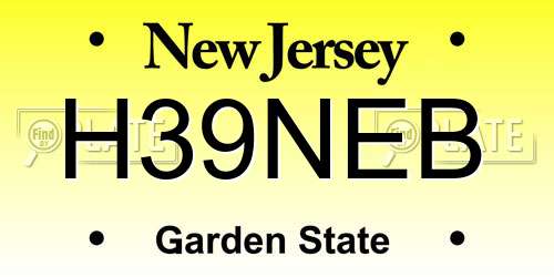 H39NEB New Jersey License Plate