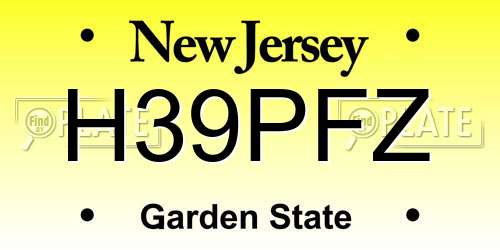 H39PFZ New Jersey License Plate