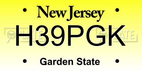 H39PGK New Jersey License Plate