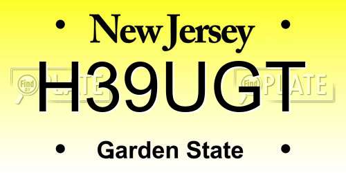 H39UGT New Jersey License Plate