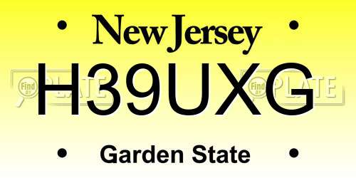 H39UXG New Jersey License Plate