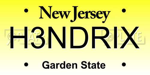 H3NDRIX New Jersey License Plate