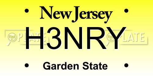 H3NRY New Jersey License Plate