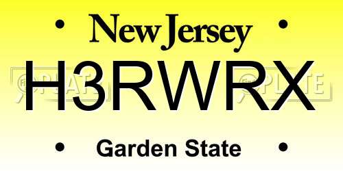 H3RWRX New Jersey License Plate