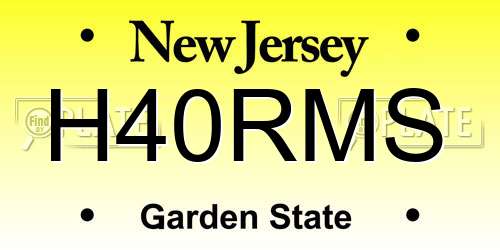 H40RMS New Jersey License Plate