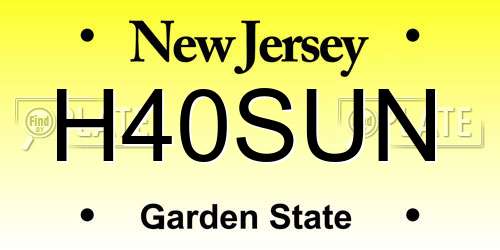 H40SUN New Jersey License Plate