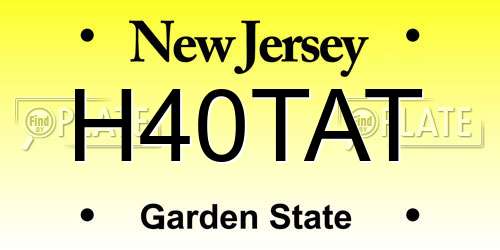 H40TAT New Jersey License Plate