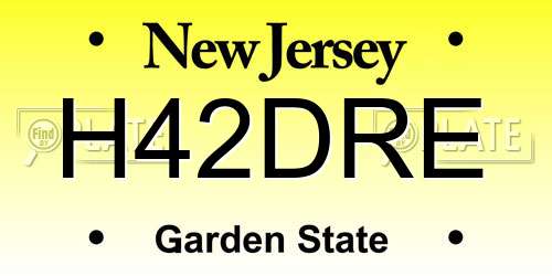 H42DRE New Jersey License Plate