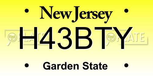 H43BTY New Jersey License Plate