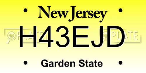 H43EJD New Jersey License Plate