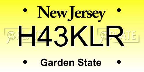 H43KLR New Jersey License Plate