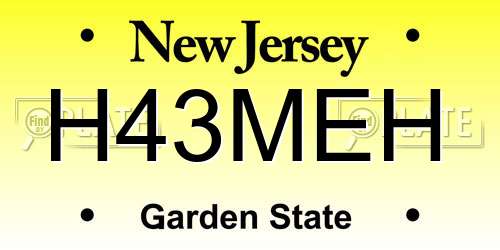 H43MEH New Jersey License Plate