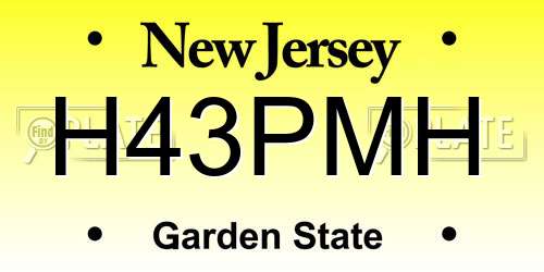 H43PMH New Jersey License Plate