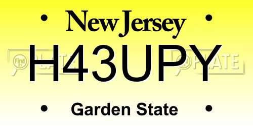 H43UPY New Jersey License Plate