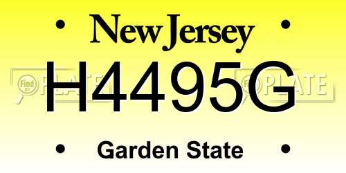 H4495G New Jersey License Plate