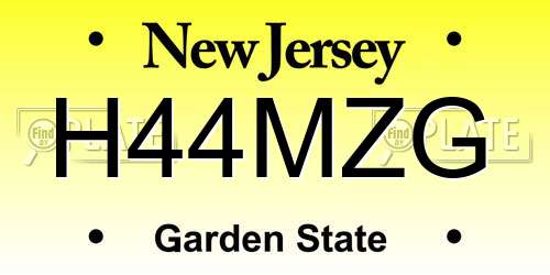 H44MZG New Jersey License Plate