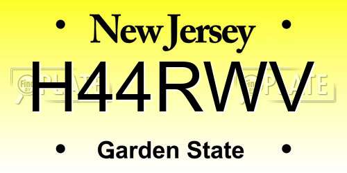 H44RWV New Jersey License Plate