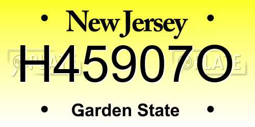 H45907O New Jersey License Plate