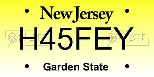H45FEY New Jersey License Plate